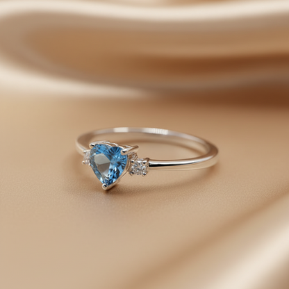 Blue Topaz Heart Cut Ring | S925 Sterling Silver