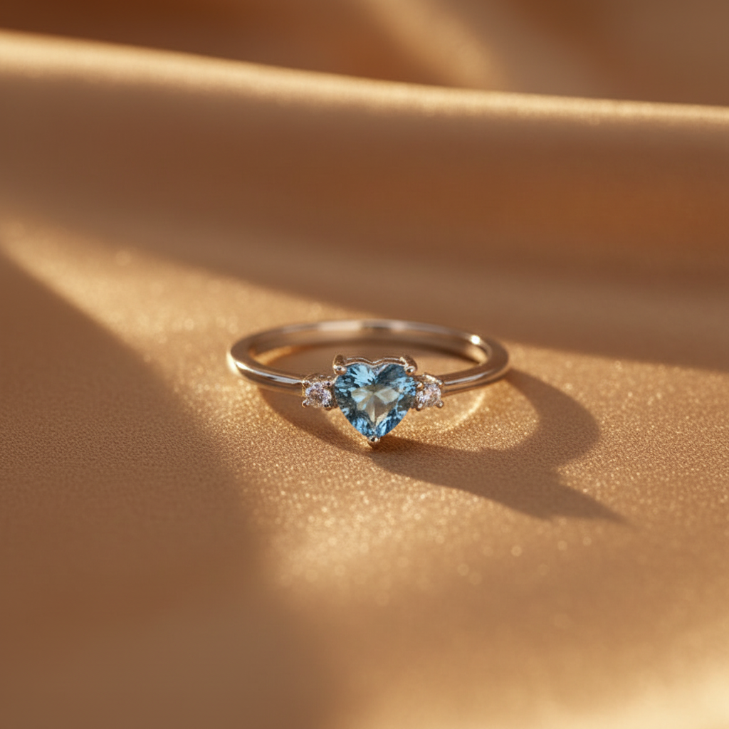 Blue Topaz Heart Cut Ring | S925 Sterling Silver