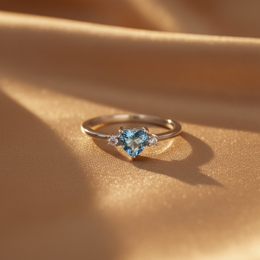 Blue Topaz Heart Cut Ring | S925 Sterling Silver