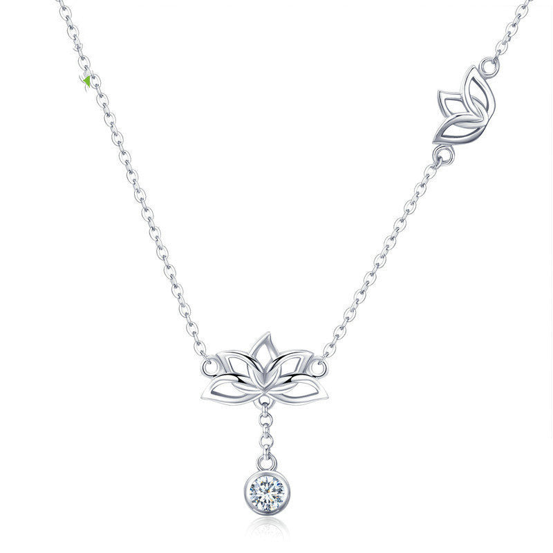 Lotus Clavicle Chain Necklace | S925 Sterling Silver