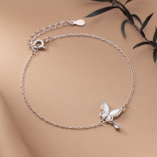 Butterfly Shell Bracelet | S925 Sterling Silver