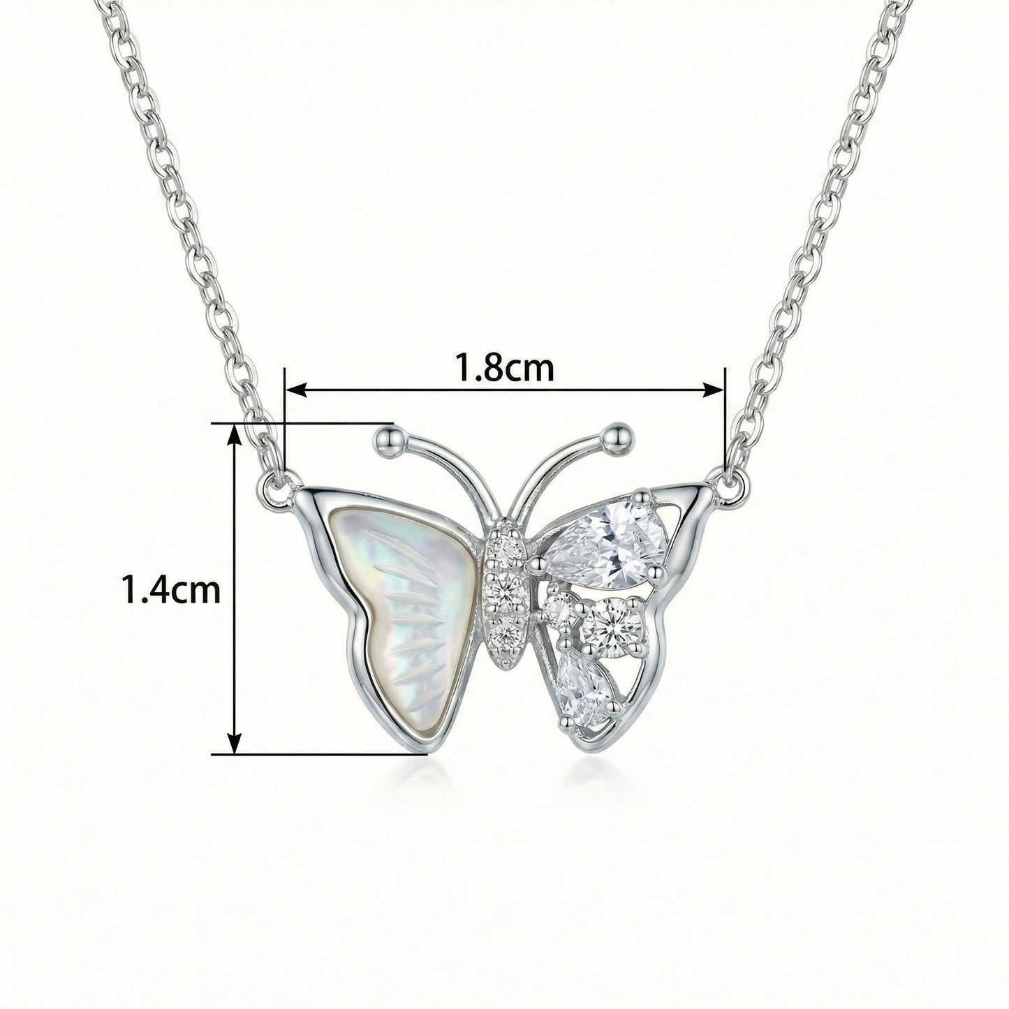 Collier Papillon | Nacre & Pierres Scintillantes | Argent 925