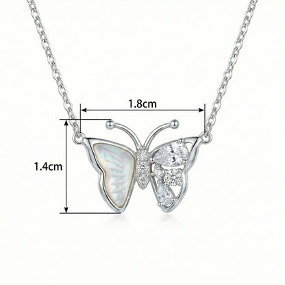 Collier Papillon | Nacre & Pierres Scintillantes | Argent 925