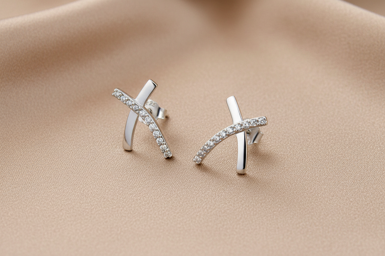 Zircon Stud Earrings | S925 Sterling Silver Platinum
