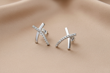 Zircon Stud Earrings | S925 Sterling Silver Platinum