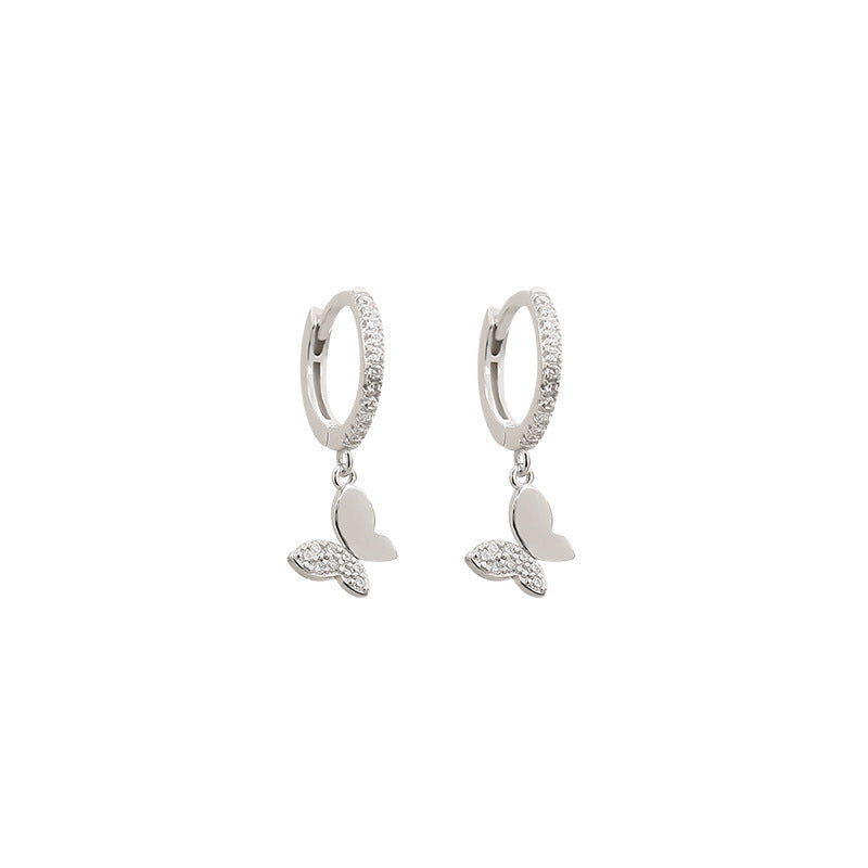 Butterfly Hoop Earrings | S925 Sterling Silver