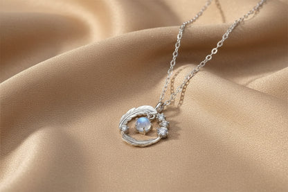 Feather Moonstone Necklace | S925 Sterling Silver