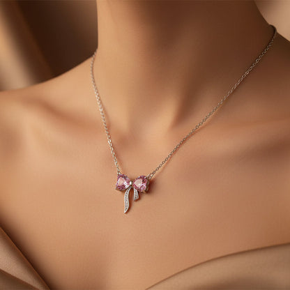 Collier nœud papillon en zircon | Chaîne de clavicule en argent sterling S925