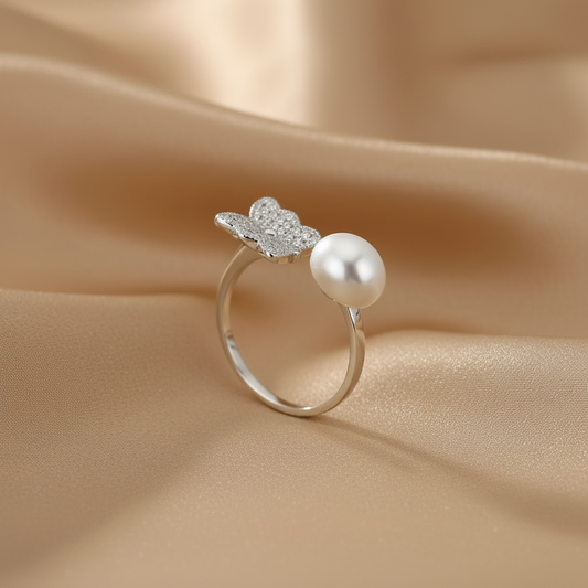 Butterfly Pearl Duality Ring | S925 Sterling Silver
