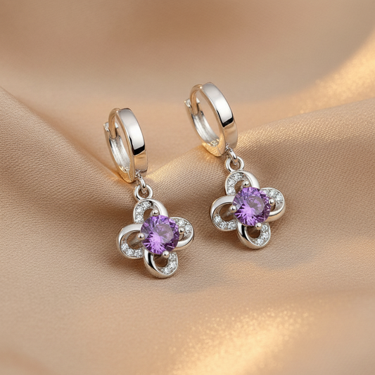 Elegant Amethyst Drop Earrings | S925 Sterling Silver