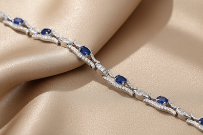 Natural Sapphire Bracelet | S925 Sterling Silver