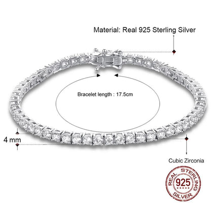 Diamond Tennis Bracelet | S925 Sterling Silver | Adjustable Length