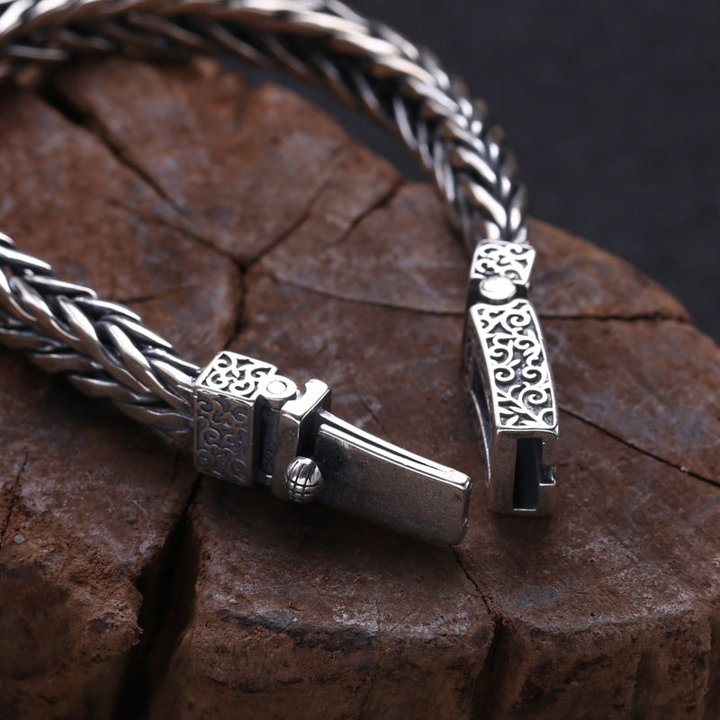 Braided Rattan Bracelet | S925 Sterling Silver