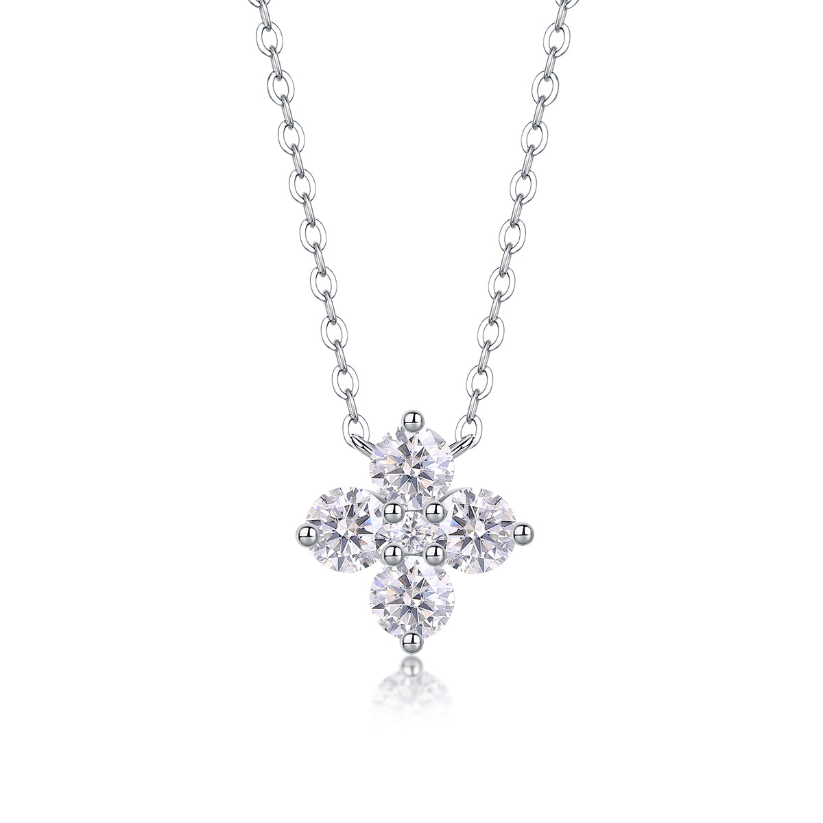 Lucky Four-Leaf Clover Moissanite Pendant Necklace | S925 Silver Platinum-plated