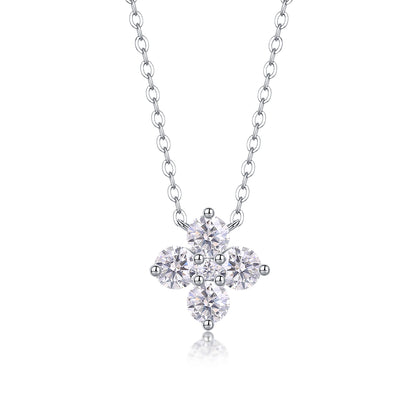 Lucky Four-Leaf Clover Moissanite Pendant Necklace | S925 Silver Platinum-plated