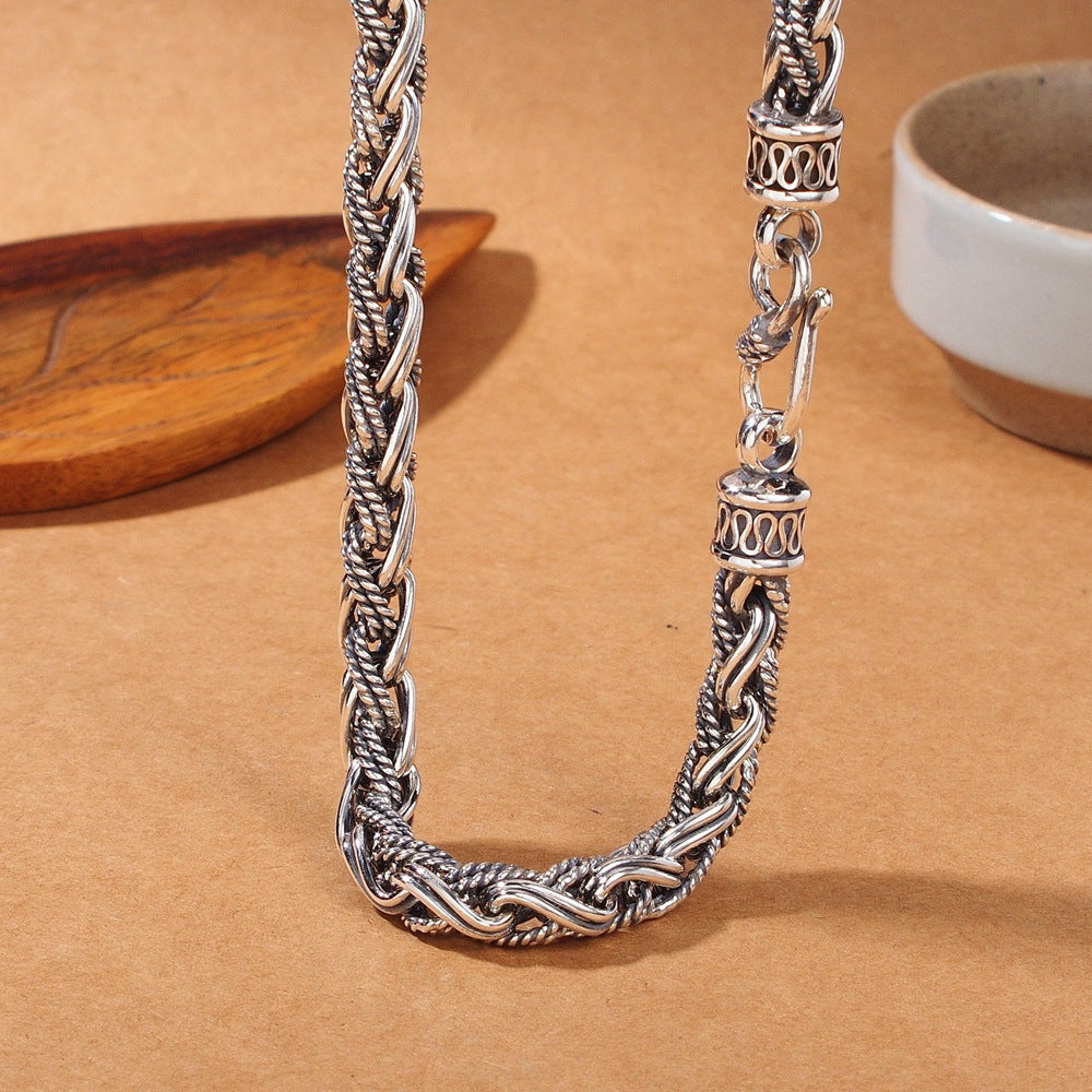 Handmade Hemp Rope Necklace | S925 Sterling Silver Men's
