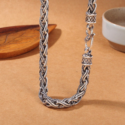 Handmade Hemp Rope Necklace | S925 Sterling Silver Men's