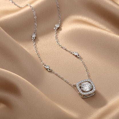 Pendentif en moissanite douce | Argent S925 plaqué platine