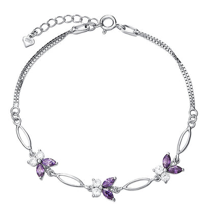 Butterfly Amethyst Bracelet | S925 Sterling Silver