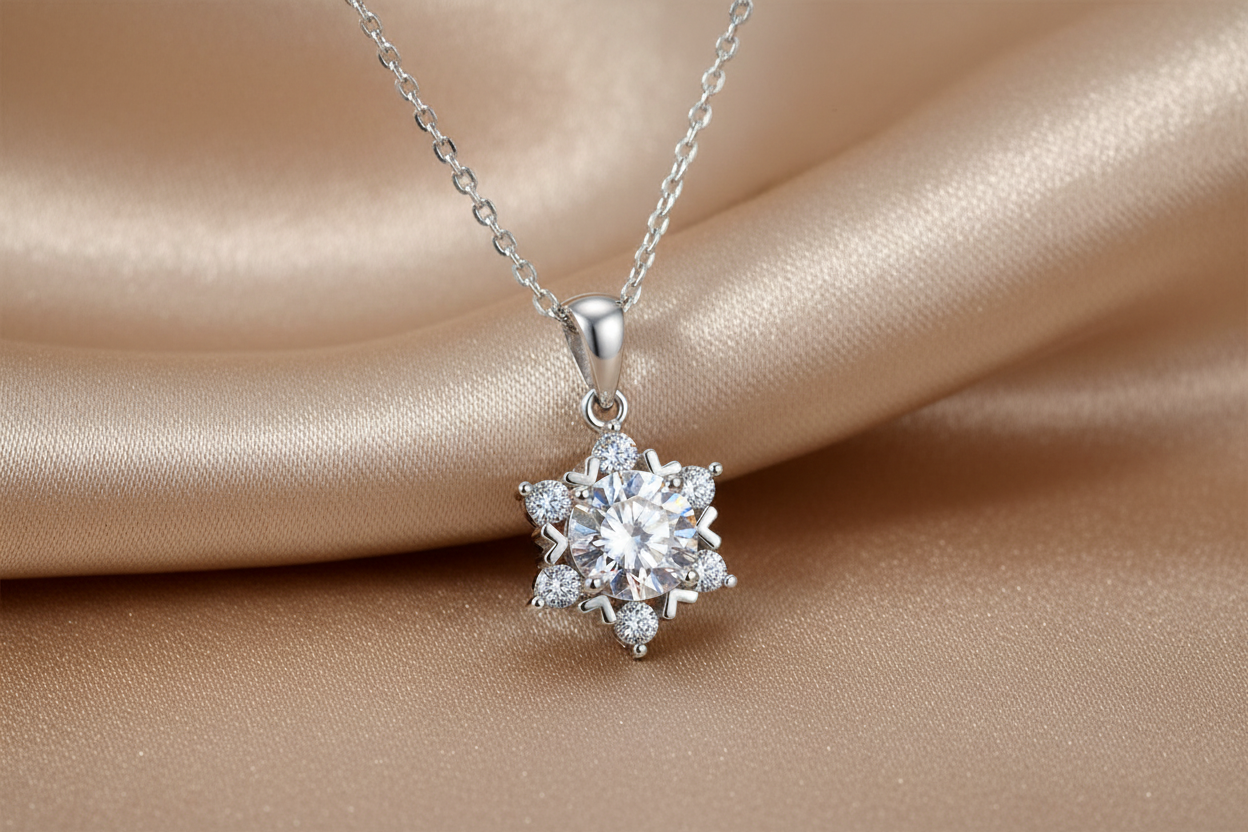 Collier pendentif flocon de neige | Moissanite et Argent S925