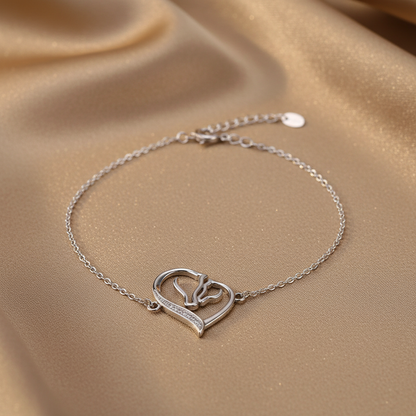 Heart Bracelet | S925 Sterling Silver White Gold