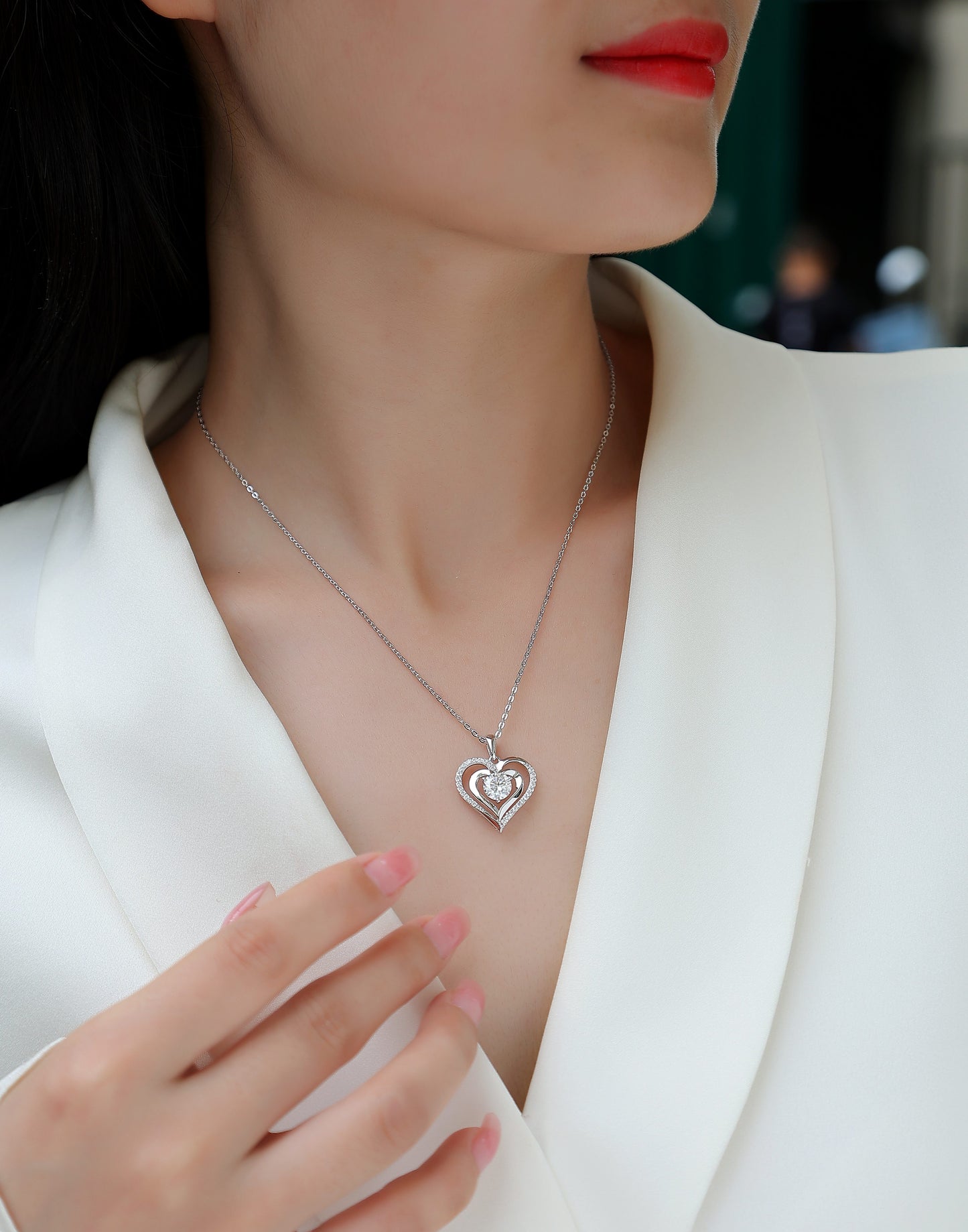 Collier Pendentif Moissanite Télépathie | Argent S925 Plaqué Platine