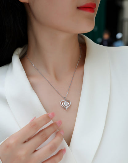 Collier Pendentif Moissanite Télépathie | Argent S925 Plaqué Platine