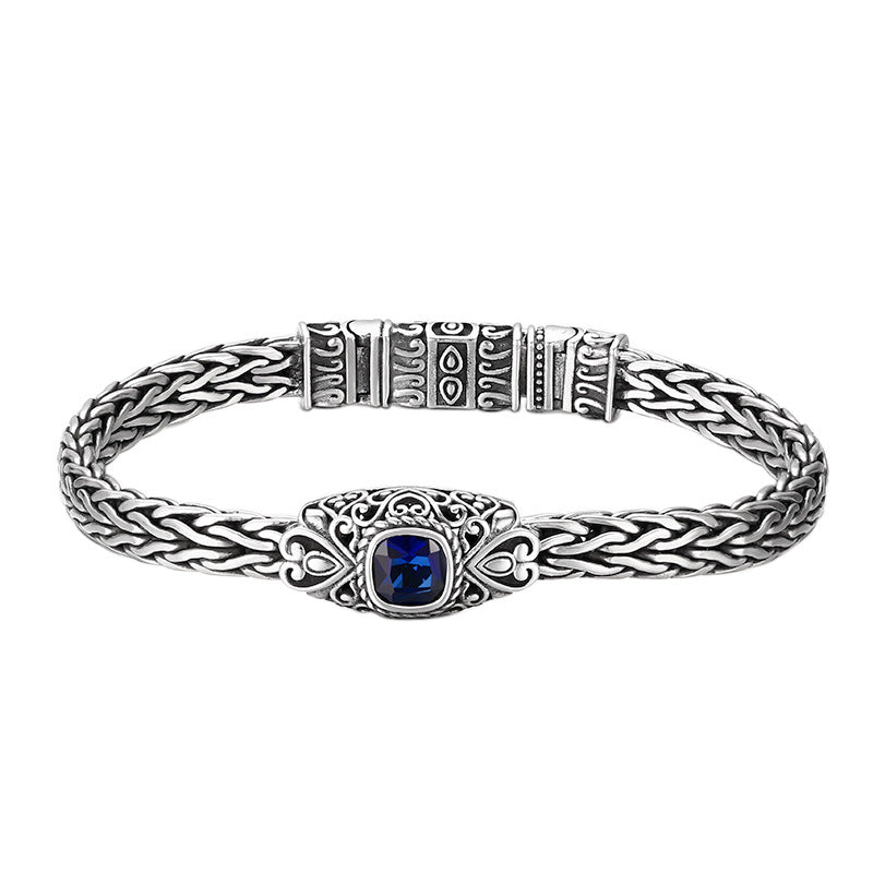 Hand-Woven Blue Zircon Bracelet | 925 Sterling Silver