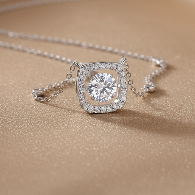 Pendentif en moissanite douce | Argent S925 plaqué platine