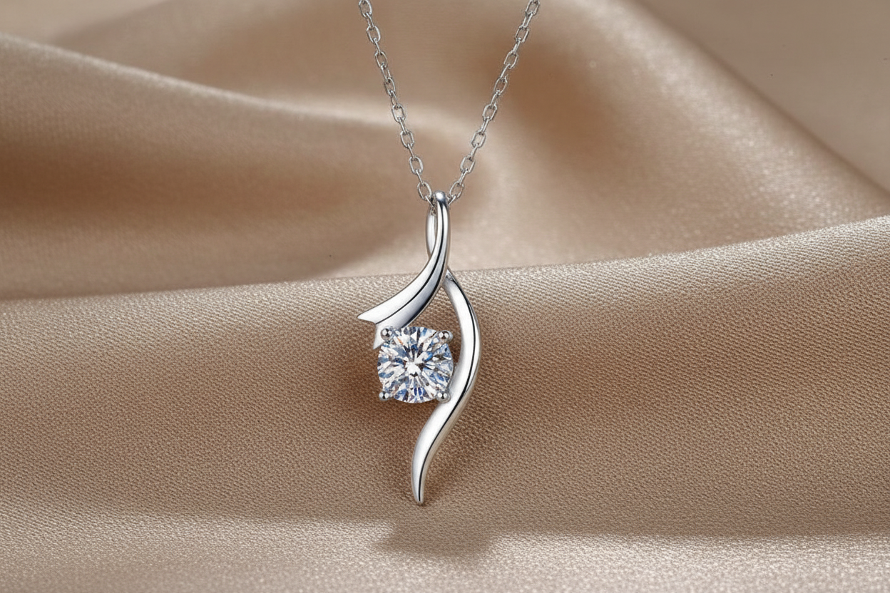 Four-Claw Diamond Necklace | 1 Carat Moissanite | S925 Sterling Silver
