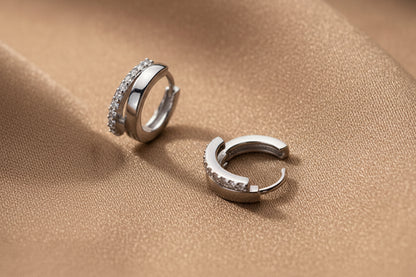 Boucles d'oreilles superposées en argent pour femmes | Argent sterling 925