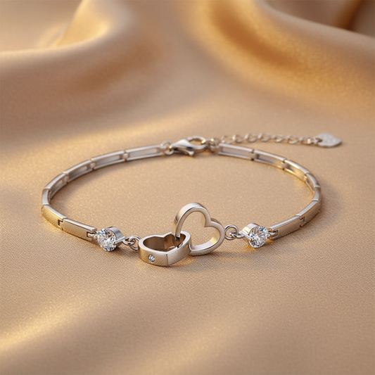 925 Sterling Silver Heart Charm Bracelet - New Approach