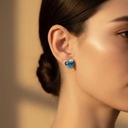 Blue Heart Stud Earrings | S925 Sterling Silver