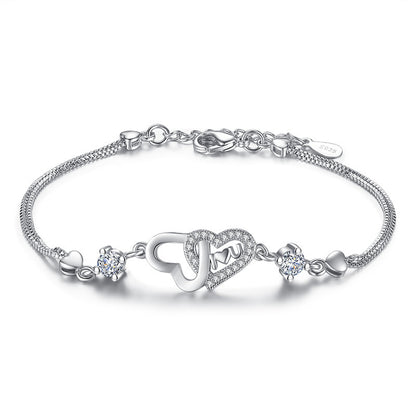 Zircon Dual Heart Bracelet | S925 Sterling Silver