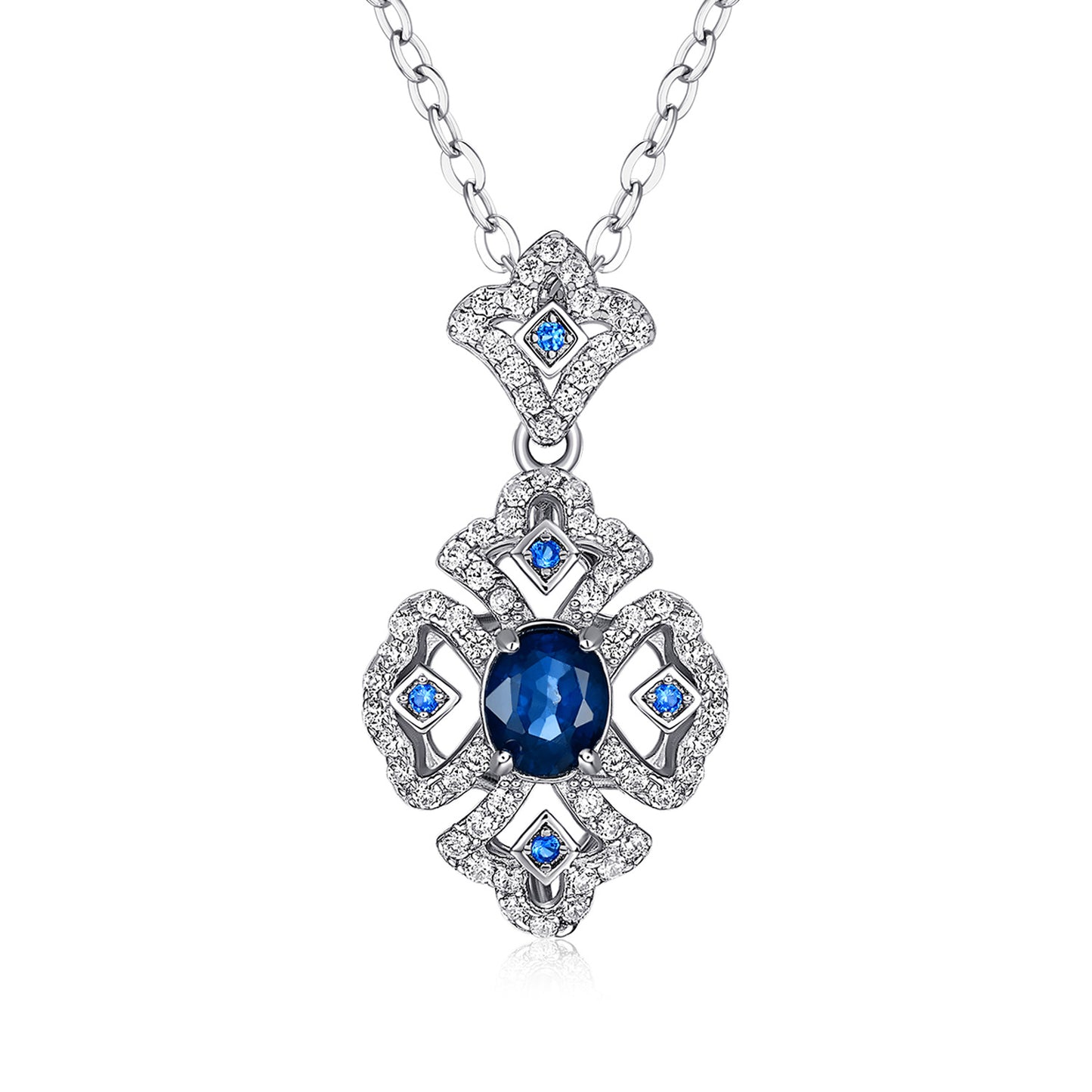 Natural Sapphire Pendant Necklace | S925 Sterling Silver