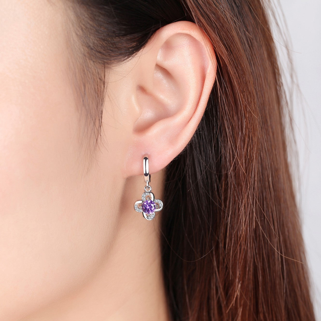 Elegant Amethyst Drop Earrings | S925 Sterling Silver