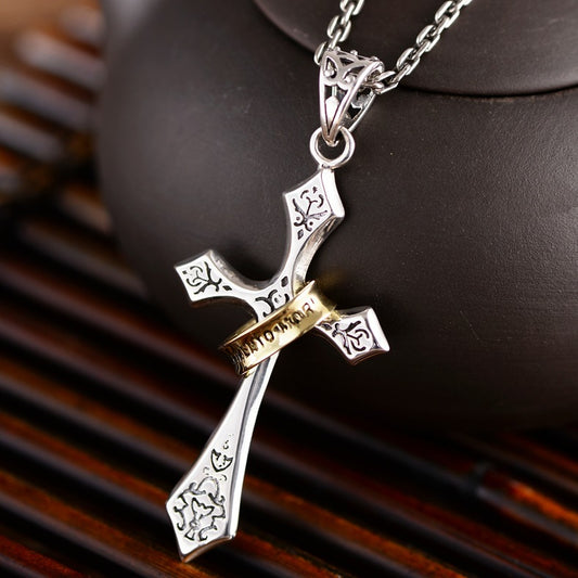 Jesus Cross Pendant | S925 Sterling Silver Men's Retro Design