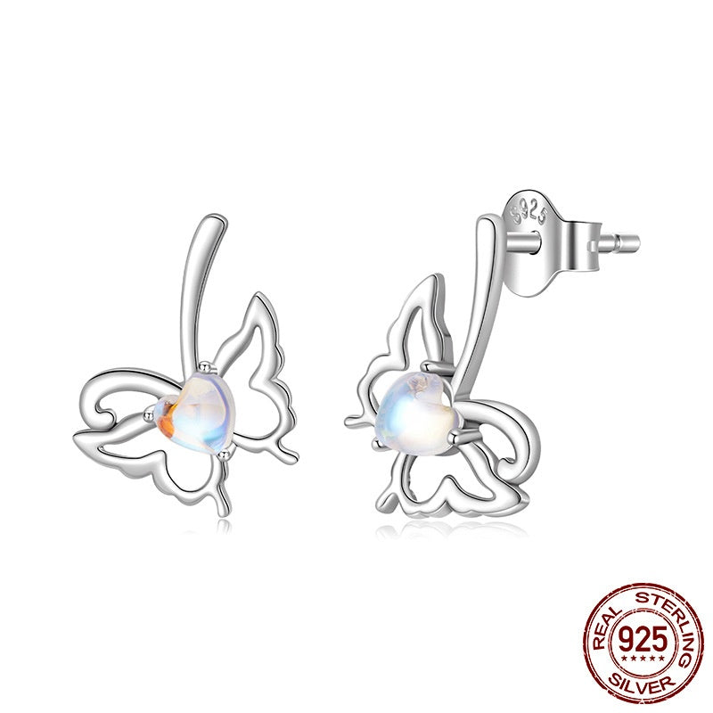 Moonstone Butterfly Studs | S925 Sterling Silver