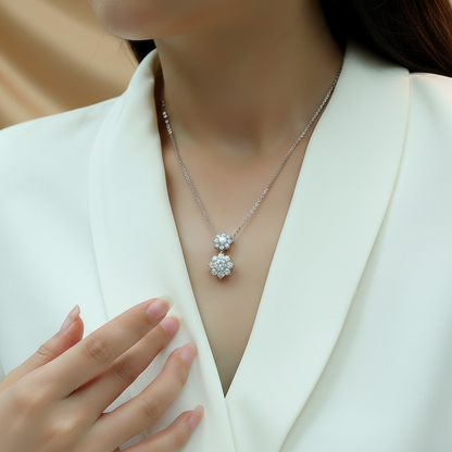 Sunshine Flower Moissanite Pendant Necklace | S925 Silver Platinum-plated
