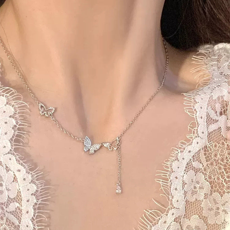 Elegant Multi Butterfly Necklace | S925 Sterling Silver