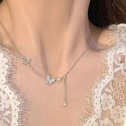 Elegant Multi Butterfly Necklace | S925 Sterling Silver