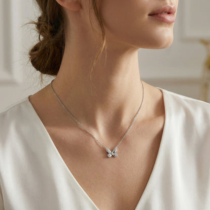 Symbolic Butterfly Diamond Pendant Necklace | S925 Sterling Silver