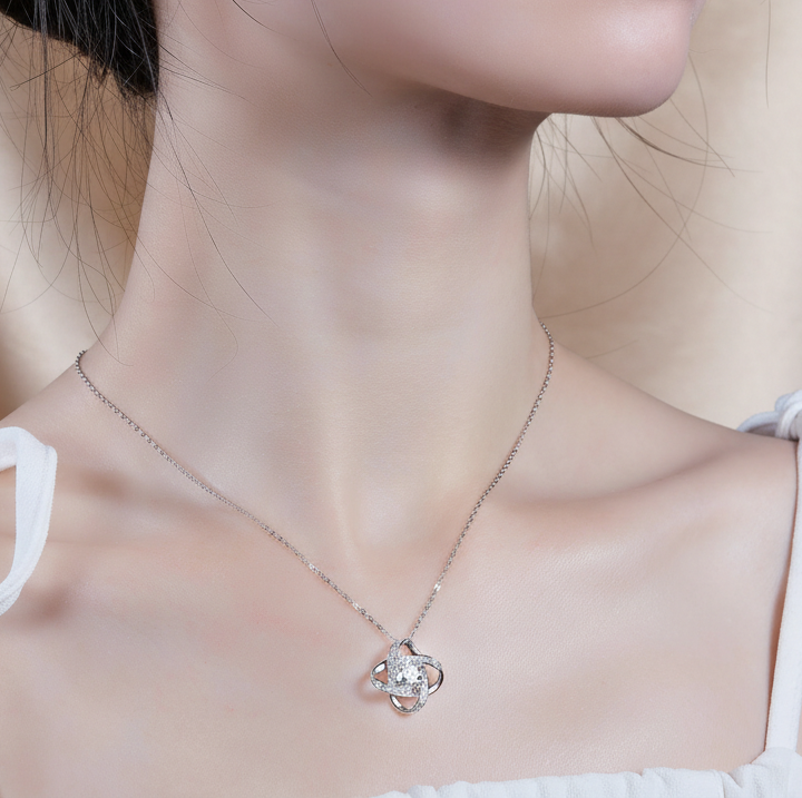 Collier Pendentif Moissanite Cycle | Argent 925 Plaqué Platine