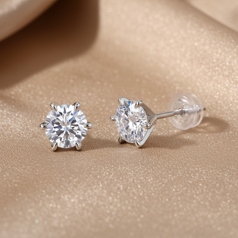 Moissanite Protection Stud Earrings | S925 Sterling Silver