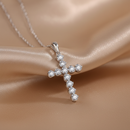 Moissanite Diamond Cross Necklace | S925 Sterling Silver