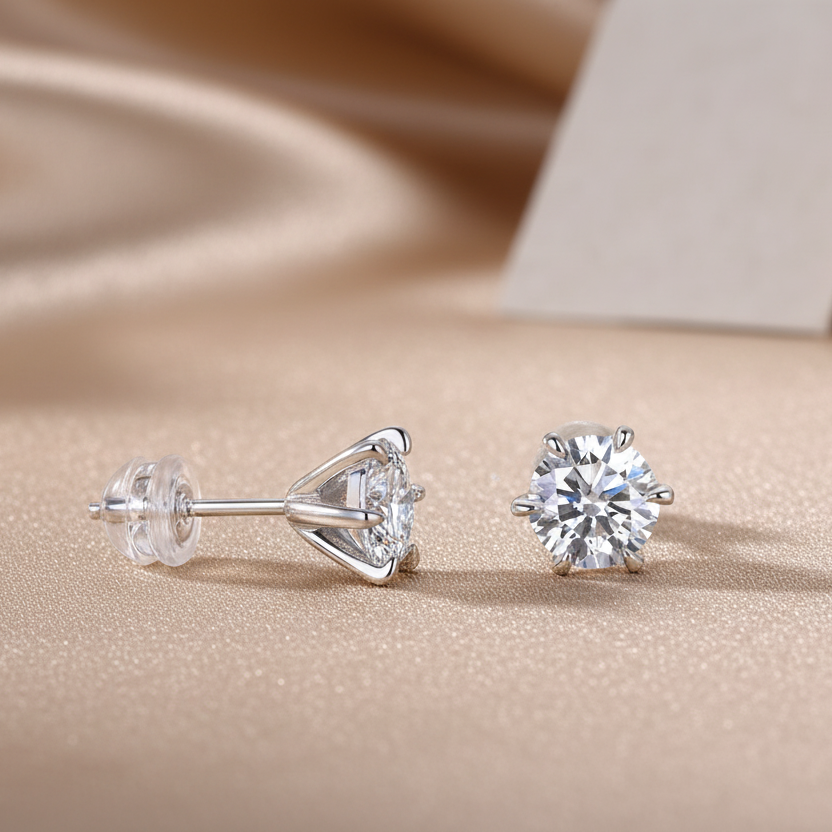 Moissanite Protection Stud Earrings | S925 Sterling Silver