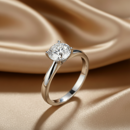 Four-Claw Diamond Solitaire Ring | S925 Sterling Silver