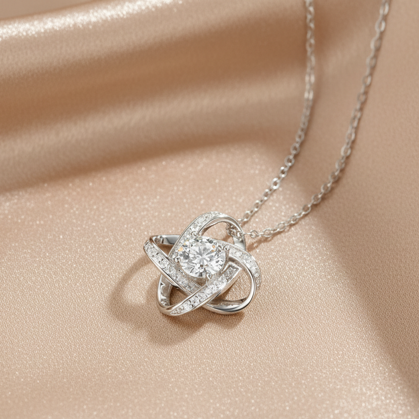 Collier Pendentif Moissanite Cycle | Argent 925 Plaqué Platine