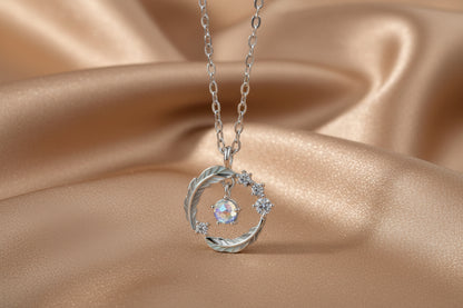 Feather Moonstone Necklace | S925 Sterling Silver