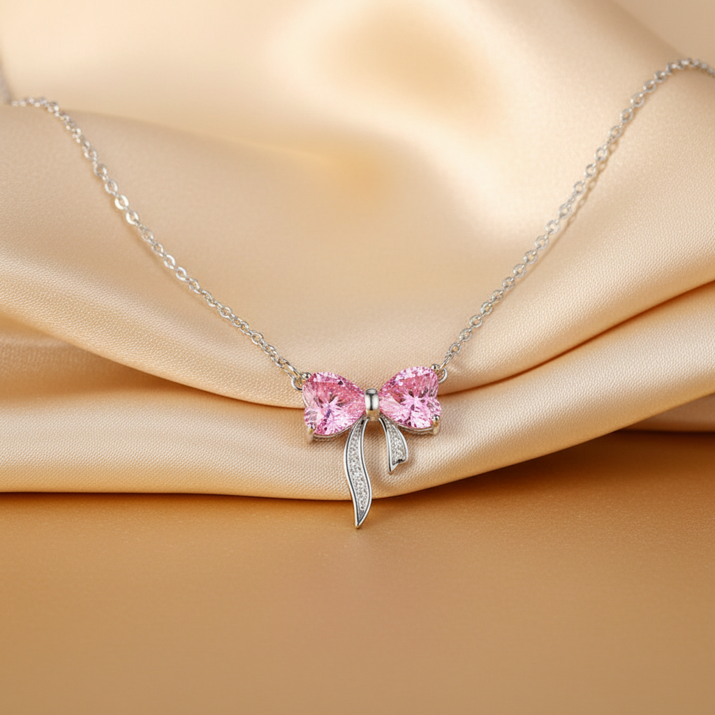 Bow zircon necklace